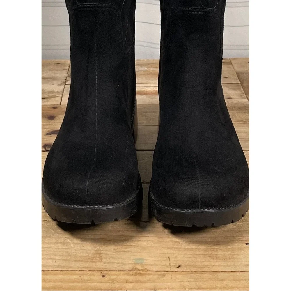 Charleston Shoe Co. Black Suede Quilted Waterproof Tall Rain Boots‎ – Size 7